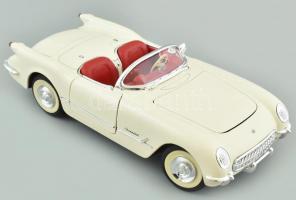 Corvette 1953 autómodell, nyitható ajtó, motorház, stb., egyik kereke kijár, kis sérüléssel, h: 22 cm