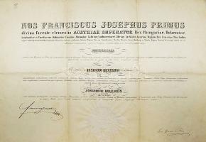 1851 Kanonoki kinevezés Ferenc József saját kezű aláírásával és szárazpecséttel