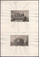 1870-1890 Vegyes metszet tétel, 2 db: Milánói dóm, St. Márk bazilika Velencében, paszpartukban, 8x14 cm és 9x14 cm