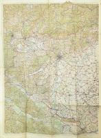 cca 1941 Magyarország nyugati és középső részének térképe, kis szakadással, 115x87 cm