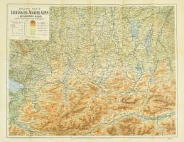 Brunns Karte der Lechthaler und Algäuer Alpen und des Bergenzer Waldes,1:250.000, München, Oscar Brunn, szakadt borítékkal, 54x68 cm