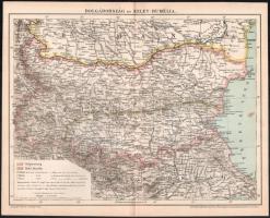 cca 1896 Vegyes Balkánt ábrázoló térkép,4 db, Bolgárország és Kelet-Rumélia; Horvát-Szlavónország; Bosznia, Dalmácia, Hercegovina és Montenegro; Románia, Bp., Pallas, 23x30 cm