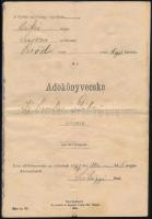 1897 Adókönyvecske, Békés megye, Öcsöd község, bejegyzésekkel, apró szakadásokkal, hajtásnyomokkal, helyenként kissé foltos