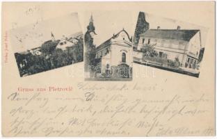 1902 Petrovce, Pletrovic; general view, church, publishers shop. Verlag Josef Polanc (EK)