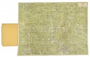 Graz és környékének térképe, Pharus-Wanderkarte, 1:80.000, Graz, Leo Schmiodt, szakadt, javított borítékkal,. 46x60 cm