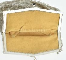 Ezüst(Ag) színházi táska szarvasbőr béléssel, jelzett, kis szemhibával, 15×13 cm, bruttó: 152 g