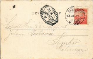 1905 Budapest IX. Központi vásárcsarnok és Vámpalota, villamos. M.T. és F.I. Koch és Warga kiadása (...