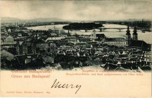 1898 (Vorläufer) Budapest, Margit híd és Margitsziget (Budáról felvéve). Schmidt Edgar kiadása (EK)