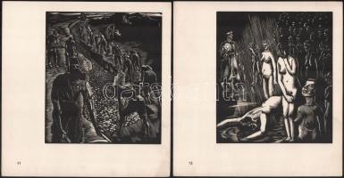 Azonosítatlan jelzéssel: A holocaustot ábrázoló 12 db linómetszet. Sorszámozott. 16x14 cm