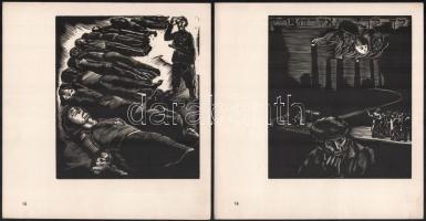 Azonosítatlan jelzéssel: A holocaustot ábrázoló 12 db linómetszet. Sorszámozott. 16x14 cm