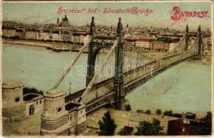 1915 Budapest, Erzsébet híd. Erdélyi cs. és kir. udvari fényképész felvétele után. litho (kopott sarkak / worn corners)