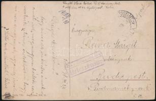 1918 Tábori posta képeslap K.u.k. Marinespital Pola / Briefzensur