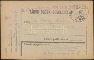 1918 Tábori posta levelezőlap 