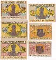 Budapest 1920. "Világítási és Vízmű R.T." 20f + 50f + 1K + 2K + 5K + 10K T:I- Adamo BUC-29...
