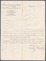 1922 Gyöngyös, Helvécia Szőlőtermelő és Értékesítő Részvénytársaság fejléces levélpapírjára írt munkáltatói bizonyítvány