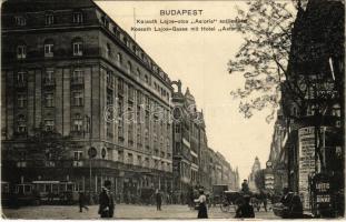 1917 Budapest V. Kossuth Lajos utca, Hotel Astoria szálloda, villamos, üzletek (EK)