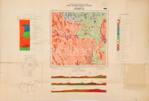 1966 Tokaj hegység földtani térképe, Háromhuta, 1:25.000, Szerk.: Gyarmati Pál, Bp., Magyar Állami Földtani Intézet, megjelent 500 példányban, szakadt, 70x100 cm.