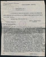 1942 Nyíregyháza, Honvédelmi Minisztérium léggömbök lelövéséről szóló rendeletének módosítása, Szabolcs vármegye alispánja által kiadott pecsételt másolat. Középen szakadt, ragasztott