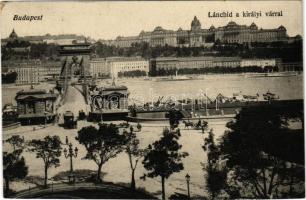 1917 Budapest, Lánchíd, királyi vár. Vasúti levelezőlapárusítás 3687. (vágott / cut)