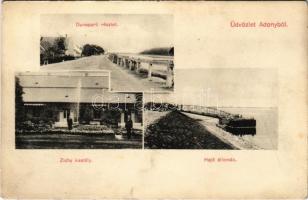 1912 Adony, Duna-parti részlet, Zichy kastély, Hajóállomás. Tischner József kiadása (EK)