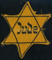 cca 1943 Sárga csillag. Jude - zsidó felirattal. Németország? 10x10 cm