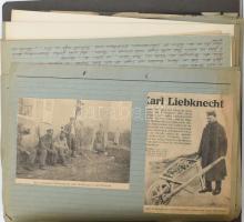 cca 1960 Karl Liebknecht német kommunista politikus életéről összeállított gyűjtemény, újságkivágásokból, kézzel írt szövegekkel / Collection of newspaper cutouts