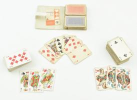 cca 1960-80 retro francia kártya tétel, össz. 6 pakli, ebből 2 db műanyag tokban és német nyelvű leírással, teljességre nem ellenőrizve, helyenként kopásnyomokkal, törésekkel