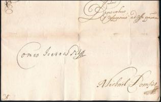 1737 Pozsony, a Helytartótanács tudósító levele (intimatorium) Szatmár vármegyének vetési Kökényesdy...