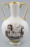Lindner porcelánváza, Mannheim látképével, jelzett, kopott, m:11cm
