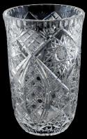 Metszett ólomkristály váza, hibátlan, m: 23,5 cm