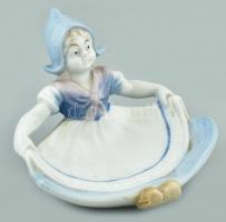 Lippelsdorf figurális tálka, porcelán, jelzett, kopott, m:7,5cm