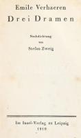 Emile Verhaeren: Drei Damen. Nachdichtung von Stefan Zweig. Leipzig, 1910. Insel Verlag. Aranyozott egészbőr kötésben