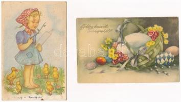 20 db RÉGI húsvéti üdvözlő motívum képeslap vegyes minőségben / 20 pre-1945 Easter greeting motive postcards in mixed quality