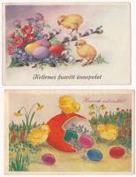 20 db RÉGI húsvéti üdvözlő motívum képeslap vegyes minőségben / 20 pre-1945 Easter greeting motive p...