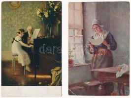 20 db RÉGI művész motívum képeslap vegyes minőségben / 20 pre-1945 art motive postcards in mixed qua...