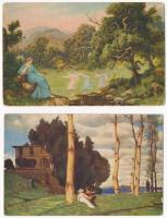20 db RÉGI művész motívum képeslap vegyes minőségben / 20 pre-1945 art motive postcards in mixed qua...