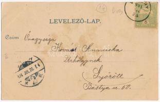 1904 Védeny, Weiden am See; templom, Szentháromság szobor és tér, gőzmozdony. August Bermann / Kirch...