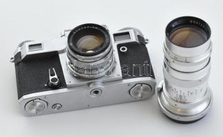 Kiev retro szovjet fényképezőgép, eredeti bőr tokjában, nem kipróbált, + hozzá való objektívvel: Jup...