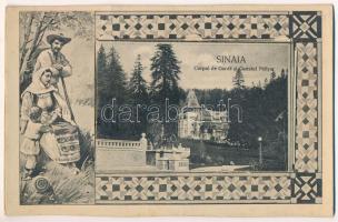Sinaia, Corpul de Garda si Castelul Pelisor. Art Nouveau leporellocard with 10 images (fa)