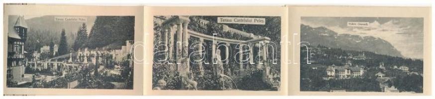 Sinaia, Corpul de Garda si Castelul Pelisor. Art Nouveau leporellocard with 10 images (fa)