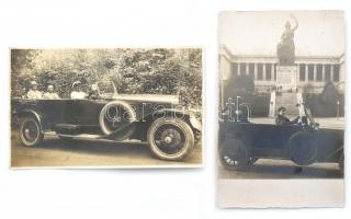 cca 1910 2 db automobilokat ábrázoló fotólap