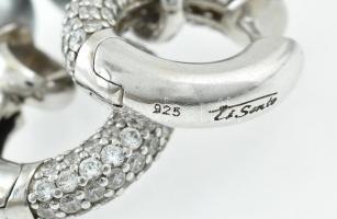 Ezüst (Ag) Fülbevalópár gyönggyel ékítve, jelzett, 3,2x2,2 cm, bruttó: 17 g