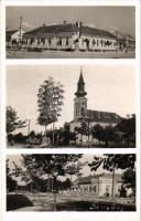 1942 Gombos, Bogojevo; községháza, országzászló, római katolikus templom, árvízmentesítő társulat / town hall, Hungarian flag, church, flood control company