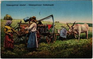 Vámospércs, viselet, ökörszekér. Vasúti levelezőlapárusítás 1916.