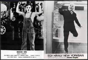 Charlie Chaplin (1899-1977) angol filmszínész és filmrendező négy filmjében, 4 db produkciós filmfotó, 18x24 cm