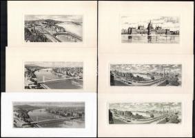 Jelzés nélkül, össz. 30 db mű: Budapesti látképek és részletek. Rézkarc, papír, különböző kisebb mér...