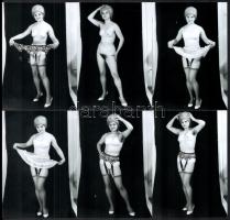 cca 1971 Szolidan erotikus felvételek Pirikéről, a vezér mindig csinos titkárnőjéről, 12 db mai nagy...