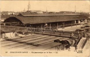 Chalon-sur-Saone, Vue panoramique sur la Gare / railway station, locomotive, train (EB)