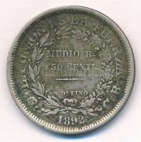Bolívia 1892. 50c Ag T:3 patina Bolivia 1892. 50 Cents Ag C:F patina Krause KM# 161