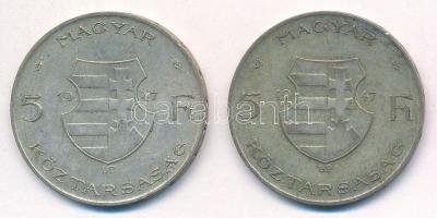 1947. 5Ft Ag "Kossuth" (2x) T:2,2- patina Adamo F8.1